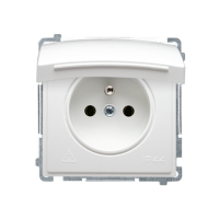 Gniazdo wtyczkowe pojedyncze IP44, biala klapka, bialy, Simon Basic, BMGZ1B.01/11 - Kontakt-Simon