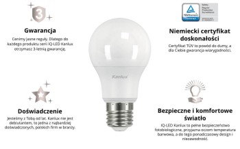 Żarówka IQ-LED A60 5.5W E27 480LM Barwa zimna, 27272 - Kanlux