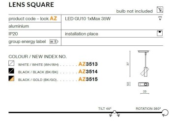 Oprawa sufitowa Lens Square AZ3513 - Azzardo
