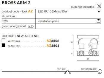 Oprawa sufitowa Bross Arm 2 GU10, AZ3503 - Azzardo