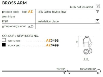 Oprawa sufitowa Bross Arm GU10, AZ3499 - Azzardo