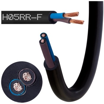 Przewód w gumie OW 2X1.5, H05RR-2X1.5-5M - Elektrokabel