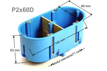 Puszka do pustych ścian 2 X 60 MM głęboka MULTIBOX, 32092203 - SIMET