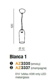 Lampa wisząca Blanca 1, AZ3335- AZzardo