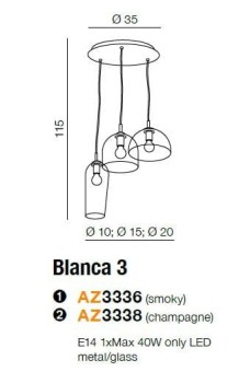 Lampa wisząca Blanca 3, AZ3336- AZzardo