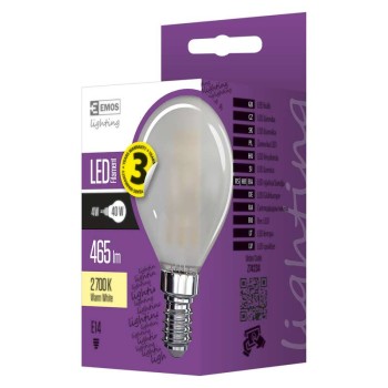 Żarówka LED Filament mini globe matowa 4W E14 ciepła biel Z74234 - EMOS 2