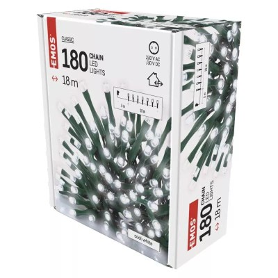 Lampki choinkowe, zimna biel - 180LED XMAS 18M + Timer - EMOS