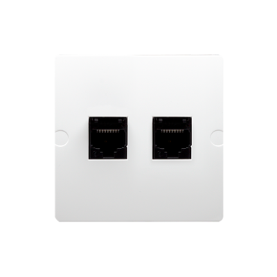 Gniazdo komputerowe RJ45 podwójne kat. 5e, biały, Simon Basic, BMF52.02/11 - Kontakt-Simon