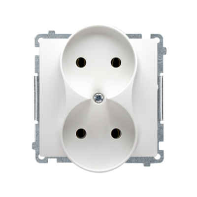 Gniazdo wtyczkowe podwójne bez uziemienia, biały, Simon Basic, BMG2M.01/11 - Kontakt-Simon