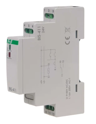 Przekaźnik bistabilny 24V, montaż na szynie DIN BIS-411-24V - F&amp;F 1