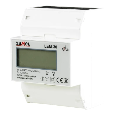 Licznik energii elektrycznej cyfrowy – trójfazowy LEM-30 - Zamel 1