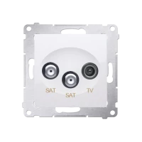 Gniazdo antenowe satelitarne podwójne SAT-SAT-RTV, bialy, Simon 54, DASK2.01/11 - Kontakt-Simon