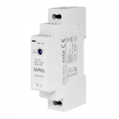 Zasilacz impulsowy montowany na szynie TH-35 (DIN) 15W 12V DC, EXT10000279 - ZAMEL