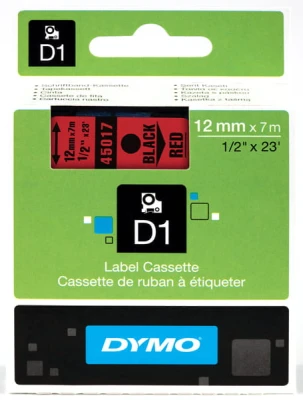 Taśma D1 12mm x 7m Czerwona / Czarny nadruk, S0720570 - DYMO