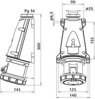 Gniazdo stałe 63A 3P+N+Z Mini - GSM-63/5, 921868 - Elektromet