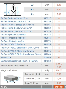 Rusztowanie aluminiowe ProTec XS 6,30m, 940131P - KRAUSE