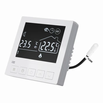 Biały Termostat pokojowy, HD-T02 z dodatkowym czujnikiem ogrzewania podłogi - Heat Decor