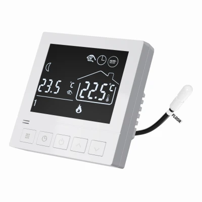 Biały Termostat pokojowy, HD-T02 z dodatkowym czujnikiem ogrzewania podłogi - Heat Decor