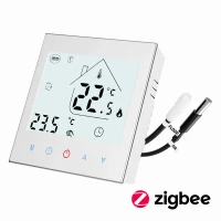 Biały Termostat pokojowy HD-T1000.Z.S.W z modułem ZigBee 3.0 i czujnikiem powietrza - Heat Decor