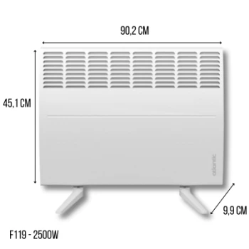 Wymiary F119 2500W Atlantic Grzejnik elektryczny łazienkowy.