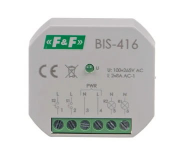 Przekaźnik bistabilny, podtynkowy, dwa niezależne obwody sterowania BIS-416 - F&amp;F 2
