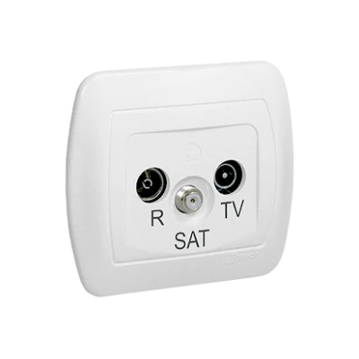 Gniazdo antenowe R-TV-SAT końcowe, biały, Simon Akord, AAS/11 - Kontakt-Simon