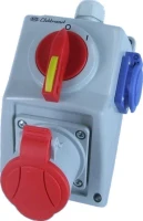 Zestaw instalacyjny z rozlącznikiem 0-I, gniazdo 32A/400V, 4P + 16A/250V, C32-18.1, 974011 - Elektromet