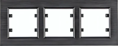 Ramka potrójna pozioma Aluminium Czarne Hager lumina passion - WL9233