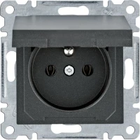 Gniazdo 2P+Z z pokrywą, czarny, WL1123- Lumina 