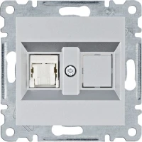 Gniazdo komputerowe pojedyncze RJ45, srebrny, WL2112 - Lumina