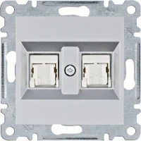 Gniazdo komputerowe podwójne RJ45, srebrny, WL2122- Lumina