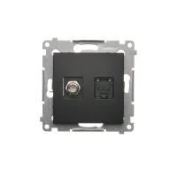  Gniazdo antenowe typu F + komp. RJ45, Czarny mat - DASFRJ45.01/49 - Kontakt Simon 54 Premium