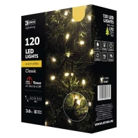 Lampki choinkowe, ciepla biel - 120LED XMAS 12M + Timer - EMOS