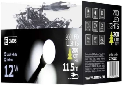 Lampki choinkowe, zimna biel - 200LED XMAS 10M + Timer - EMOS
