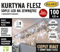 Kurtyna FLESZ sople LED 100L - 4,8m, ciepły biały - Bulinex