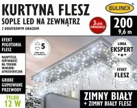 Kurtyna FLESZ sople LED 200L-9,6m, zimny bialy- Bulinex