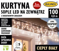 Kurtyna FLESZ sople LED 100L - 4,8m, cieply bialy - Bulinex