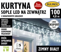 Kurtyna FLESZ sople LED 100L - 4,8m, zimny bialy - Bulinex