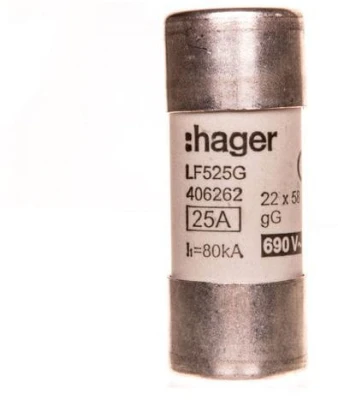 Wkładka bezpiecznikowa 25A 22x58 gG 500VAC, LF525G - Hager