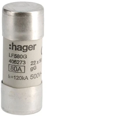 Wkładka bezpiecznikowa 80A 22x58mm gG 500VAC, LF580G - Hager