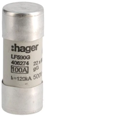 Wkładka bezpiecznikowa 100A 22x58mm gG 500VAC, LF590G - Hager