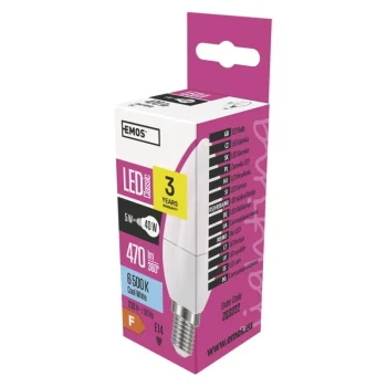 Żarówka LED Classic candle 5W E14 zimna biel ZQ3222 - EMOS