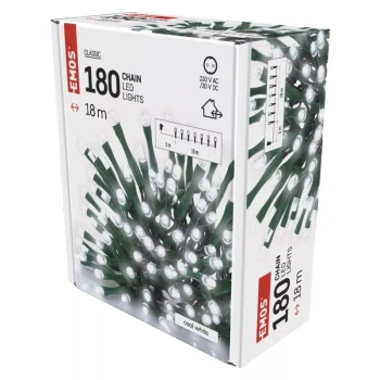 Lampki choinkowe, zimna biel - 180LED XMAS 18M + Timer - EMOS