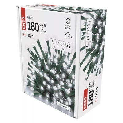 Lampki choinkowe, zimna biel - 180LED XMAS 18M + Timer - EMOS