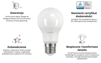 Żarówka IQ-LED A60 5.5W E27 480LM Barwa zimna, 27272 - Kanlux