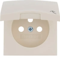 Plytka czolowa do gniazda z uziemieniem z pokrywą, kremowy, B.Kwadrat, 3965898992 - Hager Berker