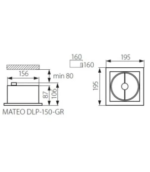 Oprawa sufitowa MATEO DLP-150-GR 1X50W IP20, 4960 - Kanlux
