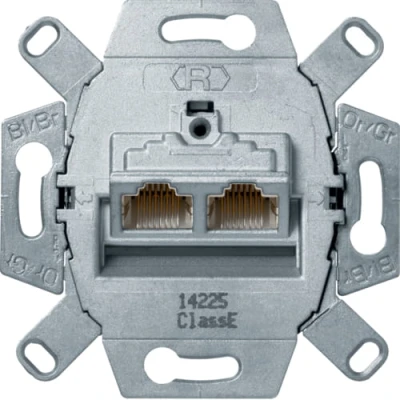 Mechanizm gn. komputerowego UAE 2-kr, ekran., kat.6, klasa E, one.platform, 455501 - Hager Berker