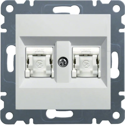 Gniazdo komputerowe podwójne RJ45 kat.5e UTP, biały, lumina 2, WL2120 - Hager