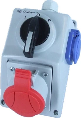 Zestaw instalacyjny z rozłącznikiem L-0-P, gniazdo 32A/400V, 5P + 16A/250V, C32-48.1N, 974014 - Elektromet